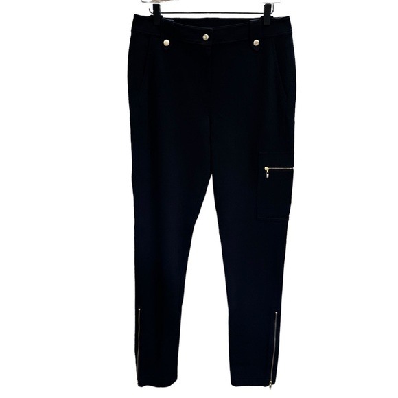 St. John Gold Label NWOT Black Gold Snap Zipper Angle Cargo Pointe Pant Size 8 - Picture 1 of 8